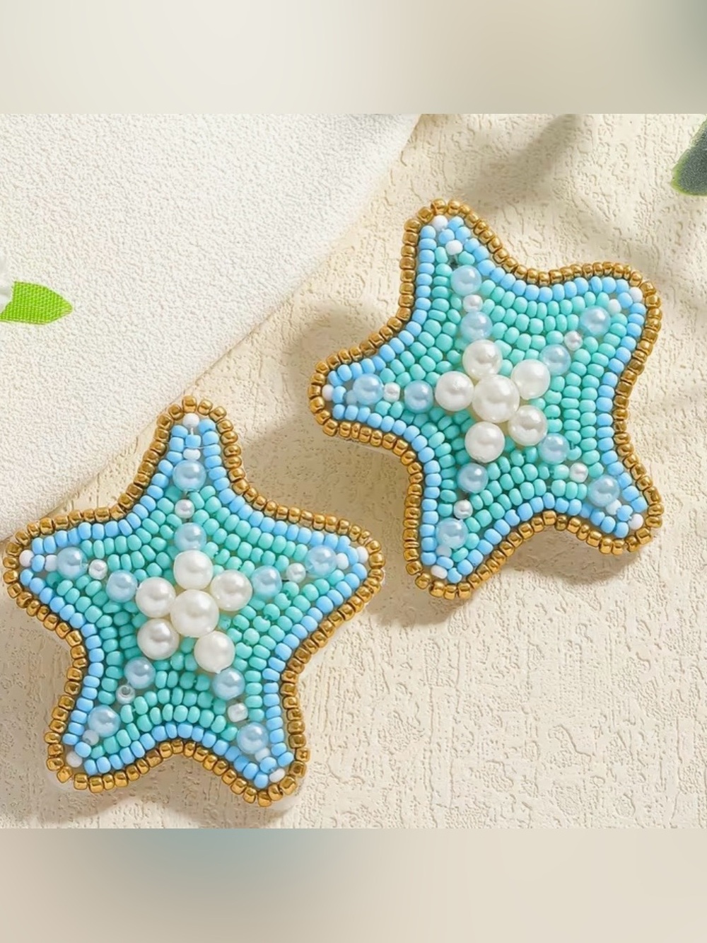 Beaded Starfish Earrings